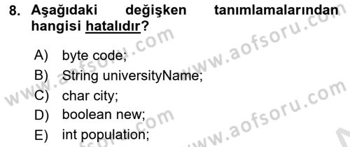 İleri Programlama Dersi 2022 - 2023 Yılı Yaz Okulu Sınav Soruları 8. Soru