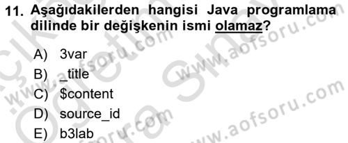 İleri Programlama Dersi 2023 - 2024 Yılı (Vize) Ara Sınav Soruları 11. Soru