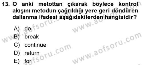 İleri Programlama Dersi 2023 - 2024 Yılı (Vize) Ara Sınav Soruları 13. Soru