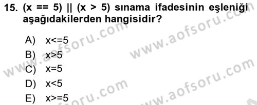 İleri Programlama Dersi 2023 - 2024 Yılı (Vize) Ara Sınav Soruları 15. Soru
