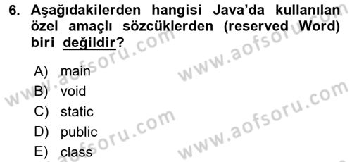 İleri Programlama Dersi 2023 - 2024 Yılı (Vize) Ara Sınav Soruları 6. Soru