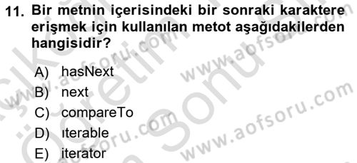 İleri Programlama Dersi 2023 - 2024 Yılı (Final) Dönem Sonu Sınav Soruları 11. Soru