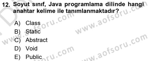 İleri Programlama Dersi 2023 - 2024 Yılı (Final) Dönem Sonu Sınav Soruları 12. Soru