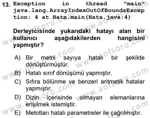 İleri Programlama Dersi 2023 - 2024 Yılı (Final) Dönem Sonu Sınav Soruları 13. Soru