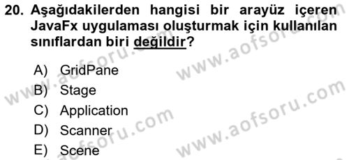 İleri Programlama Dersi 2023 - 2024 Yılı (Final) Dönem Sonu Sınav Soruları 20. Soru