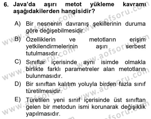 İleri Programlama Dersi 2023 - 2024 Yılı (Final) Dönem Sonu Sınav Soruları 6. Soru