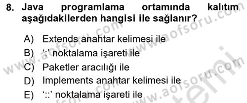 İleri Programlama Dersi 2023 - 2024 Yılı (Final) Dönem Sonu Sınav Soruları 8. Soru