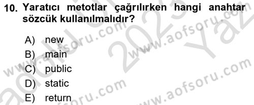 İleri Programlama Dersi 2023 - 2024 Yılı Yaz Okulu Sınav Soruları 10. Soru
