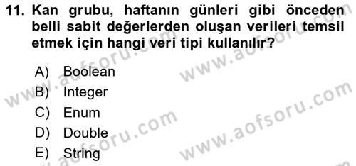 İleri Programlama Dersi 2023 - 2024 Yılı Yaz Okulu Sınav Soruları 11. Soru
