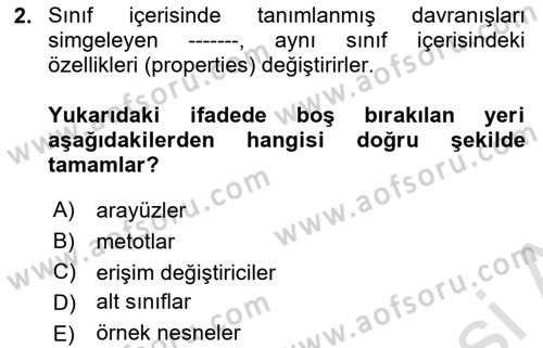 İleri Programlama Dersi 2023 - 2024 Yılı Yaz Okulu Sınav Soruları 2. Soru