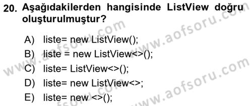 İleri Programlama Dersi 2023 - 2024 Yılı Yaz Okulu Sınav Soruları 20. Soru