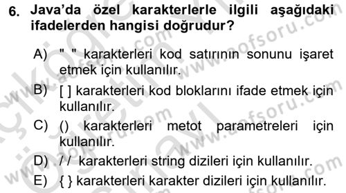 İleri Programlama Dersi 2023 - 2024 Yılı Yaz Okulu Sınav Soruları 6. Soru