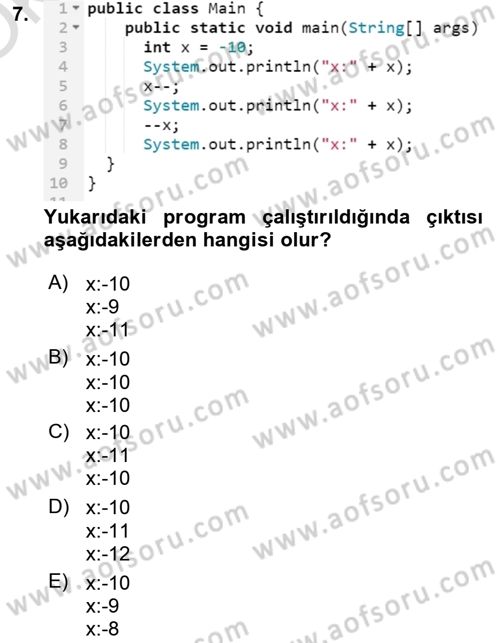 İleri Programlama Dersi 2023 - 2024 Yılı Yaz Okulu Sınav Soruları 7. Soru