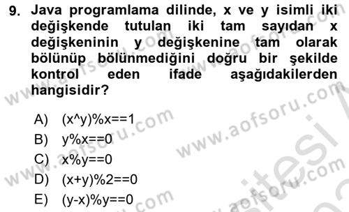 İleri Programlama Dersi 2023 - 2024 Yılı Yaz Okulu Sınav Soruları 9. Soru