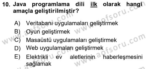 İleri Programlama Dersi 2024 - 2025 Yılı (Vize) Ara Sınav Soruları 10. Soru