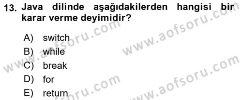 İleri Programlama Dersi 2024 - 2025 Yılı (Vize) Ara Sınav Soruları 13. Soru