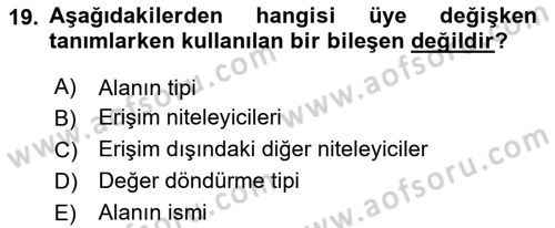 İleri Programlama Dersi 2024 - 2025 Yılı (Vize) Ara Sınav Soruları 19. Soru
