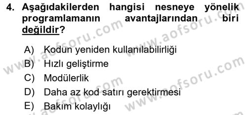 İleri Programlama Dersi 2024 - 2025 Yılı (Vize) Ara Sınav Soruları 4. Soru