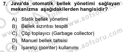 İleri Programlama Dersi 2024 - 2025 Yılı (Vize) Ara Sınav Soruları 7. Soru