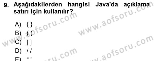İleri Programlama Dersi 2024 - 2025 Yılı (Vize) Ara Sınav Soruları 9. Soru