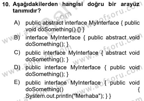 İleri Programlama Dersi 2024 - 2025 Yılı (Final) Dönem Sonu Sınav Soruları 10. Soru