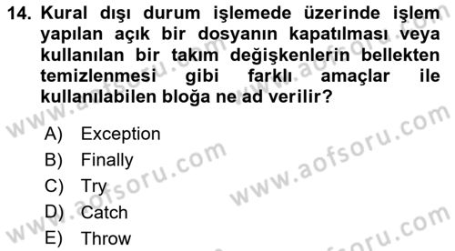 İleri Programlama Dersi 2024 - 2025 Yılı (Final) Dönem Sonu Sınav Soruları 14. Soru
