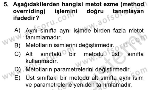 İleri Programlama Dersi 2024 - 2025 Yılı (Final) Dönem Sonu Sınav Soruları 5. Soru