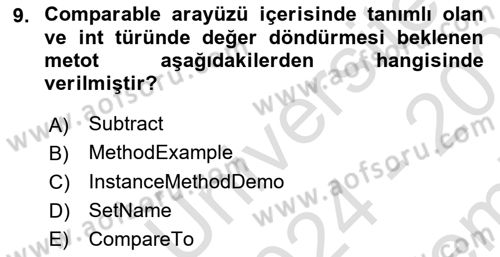 İleri Programlama Dersi 2024 - 2025 Yılı (Final) Dönem Sonu Sınav Soruları 9. Soru