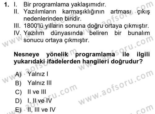 İleri Programlama Dersi 2025 - 2026 Yılı (Vize) Ara Sınav Soruları 1. Soru