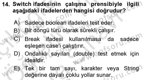 İleri Programlama Dersi 2025 - 2026 Yılı (Vize) Ara Sınav Soruları 14. Soru