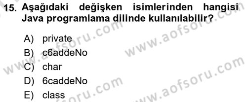İleri Programlama Dersi 2025 - 2026 Yılı (Vize) Ara Sınav Soruları 15. Soru