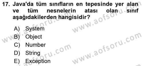 İleri Programlama Dersi 2025 - 2026 Yılı (Vize) Ara Sınav Soruları 17. Soru