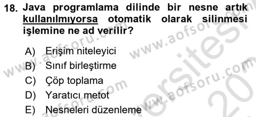 İleri Programlama Dersi 2025 - 2026 Yılı (Vize) Ara Sınav Soruları 18. Soru