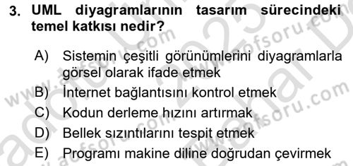 İleri Programlama Dersi 2025 - 2026 Yılı (Vize) Ara Sınav Soruları 3. Soru