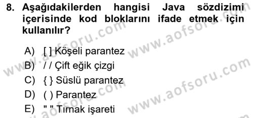 İleri Programlama Dersi 2025 - 2026 Yılı (Vize) Ara Sınav Soruları 8. Soru