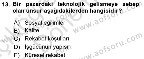 Kurumsal Kaynak Planlama Sistemleri Dersi 2017 - 2018 Yılı (Vize) Ara Sınav Soruları 13. Soru