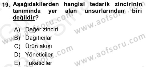 Kurumsal Kaynak Planlama Sistemleri Dersi 2017 - 2018 Yılı (Final) Dönem Sonu Sınav Soruları 19. Soru