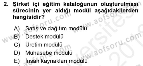 Kurumsal Kaynak Planlama Sistemleri Dersi 2017 - 2018 Yılı (Final) Dönem Sonu Sınav Soruları 2. Soru