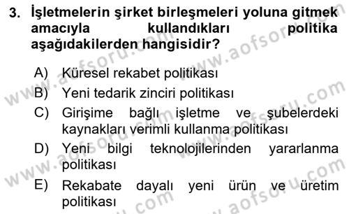 Kurumsal Kaynak Planlama Sistemleri Dersi 2017 - 2018 Yılı (Final) Dönem Sonu Sınav Soruları 3. Soru