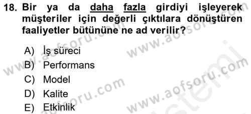 Kurumsal Kaynak Planlama Sistemleri Dersi 2018 - 2019 Yılı (Vize) Ara Sınav Soruları 18. Soru