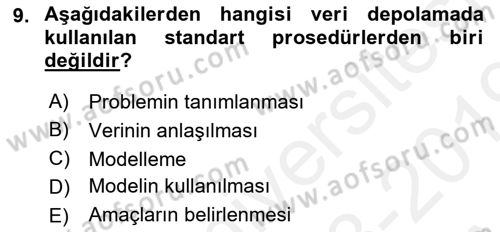 Kurumsal Kaynak Planlama Sistemleri Dersi 2018 - 2019 Yılı (Vize) Ara Sınav Soruları 9. Soru