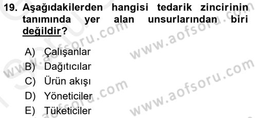Kurumsal Kaynak Planlama Sistemleri Dersi 2018 - 2019 Yılı (Final) Dönem Sonu Sınav Soruları 19. Soru
