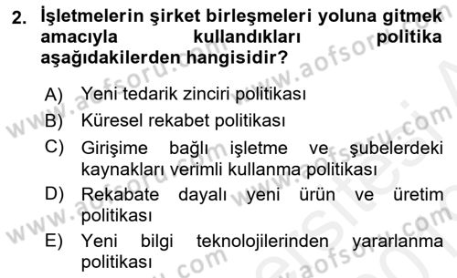 Kurumsal Kaynak Planlama Sistemleri Dersi 2018 - 2019 Yılı (Final) Dönem Sonu Sınav Soruları 2. Soru