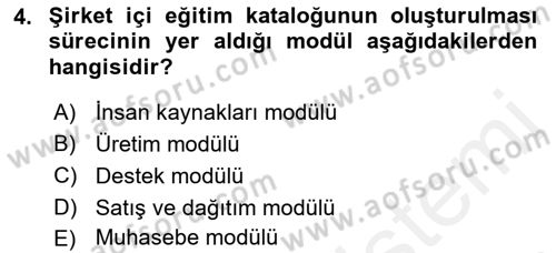 Kurumsal Kaynak Planlama Sistemleri Dersi 2018 - 2019 Yılı (Final) Dönem Sonu Sınav Soruları 4. Soru
