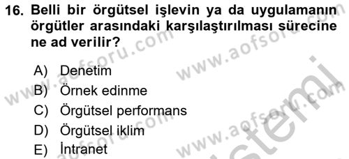Kurumsal Kaynak Planlama Sistemleri Dersi 2018 - 2019 Yılı Yaz Okulu Sınav Soruları 16. Soru