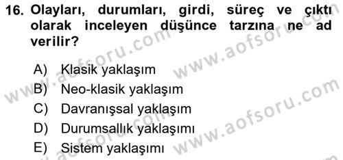 Kurumsal Kaynak Planlama Sistemleri Dersi 2019 - 2020 Yılı (Vize) Ara Sınav Soruları 16. Soru