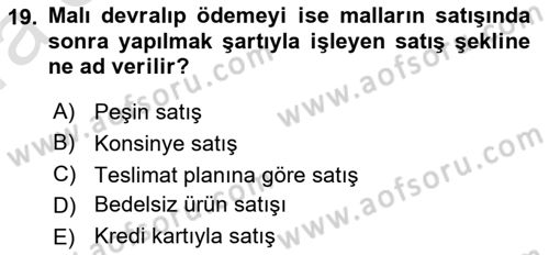 Kurumsal Kaynak Planlama Sistemleri Dersi 2019 - 2020 Yılı (Vize) Ara Sınav Soruları 19. Soru
