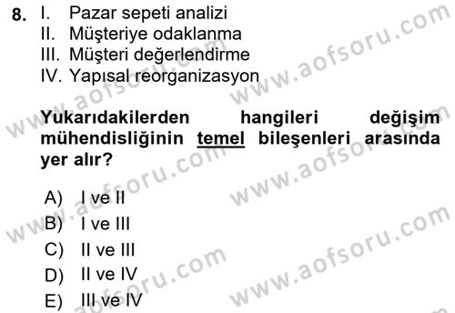 Kurumsal Kaynak Planlama Sistemleri Dersi 2019 - 2020 Yılı (Vize) Ara Sınav Soruları 8. Soru