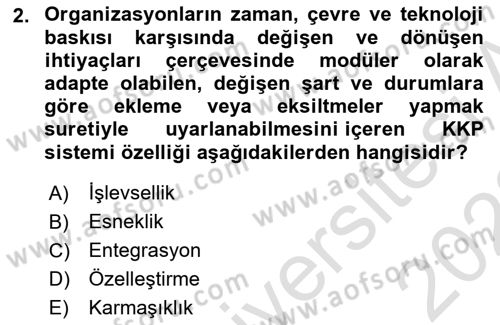 Kurumsal Kaynak Planlama Sistemleri Dersi 2022 - 2023 Yılı (Vize) Ara Sınav Soruları 2. Soru