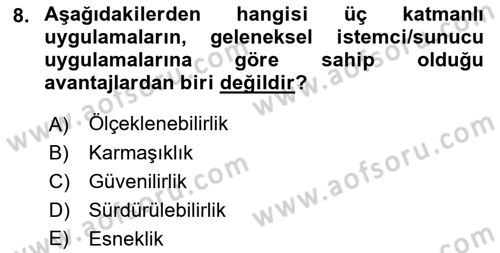 Kurumsal Kaynak Planlama Sistemleri Dersi 2022 - 2023 Yılı (Vize) Ara Sınav Soruları 8. Soru